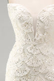 Sparkly Floral Ivory Sequin Sweetheart Short Tight Homecoming Dress