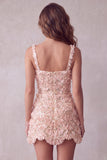 Ivory Sparkly Sequin Floral A Line Short Tight Homecoming Dress