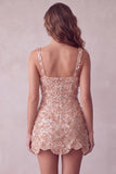 Ivory Sparkly Sequin Floral A Line Short Tight Homecoming Dress