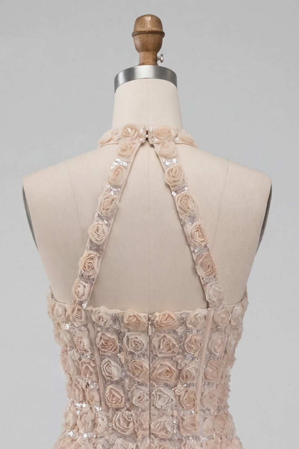 Floral Champagne Sparkly Sequin Tight Short Corset Homecoming Dress