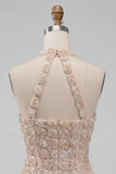 Floral Champagne Sparkly Sequin Tight Short Corset Homecoming Dress
