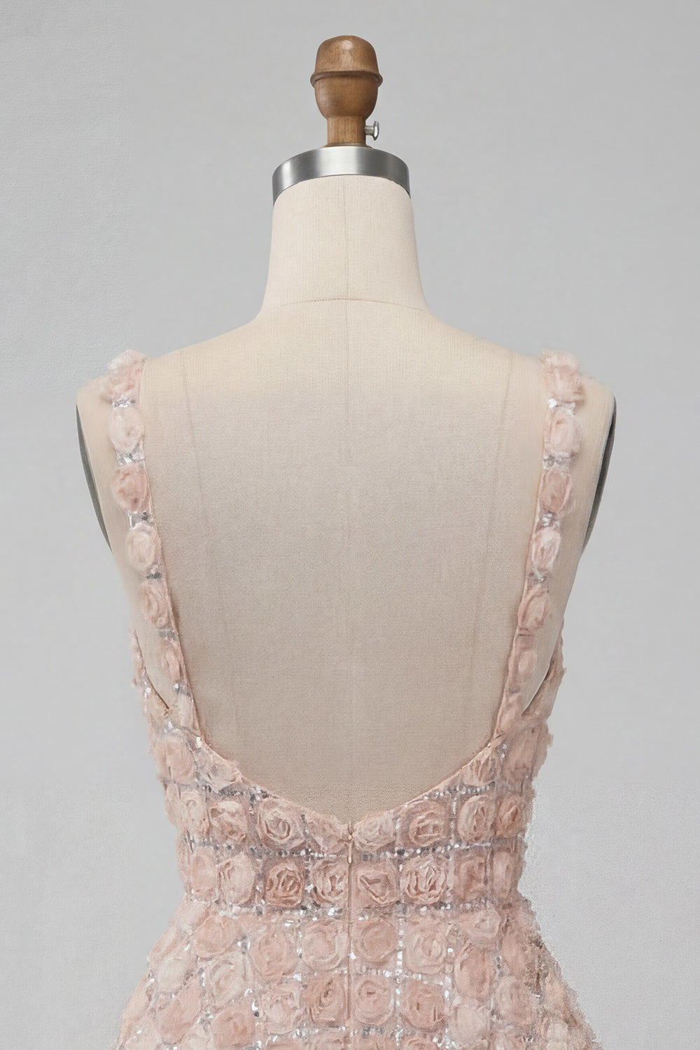 Champagne Sparkly Sequin Short A-Line Homecoming Dress with 3D Flowers