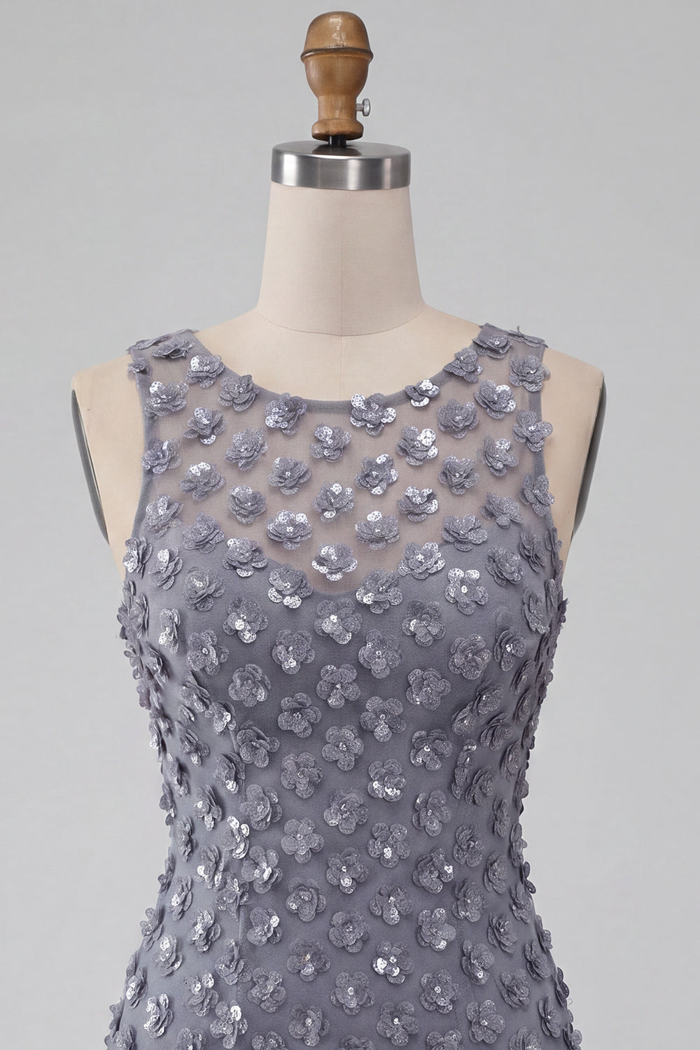 Sparkly Dusty Lavender Floral Short Tight Homecoming Dress with Feather