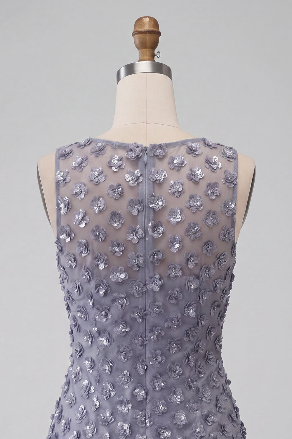 Sparkly Dusty Lavender Floral Short Tight Homecoming Dress with Feather