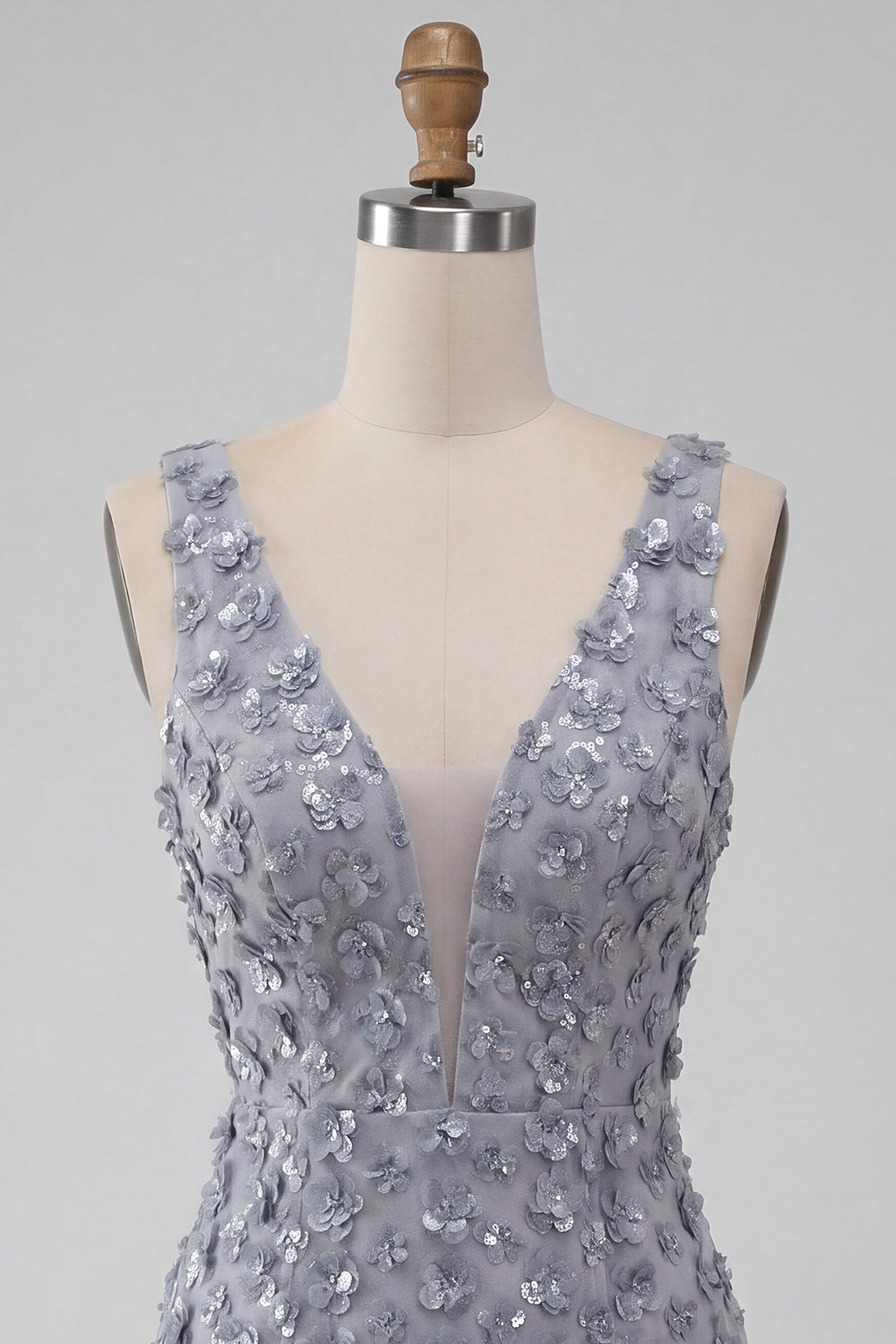 Floral Dusty Lavender Sparkly Tight Short Sequin Homecoming Dress with Feather