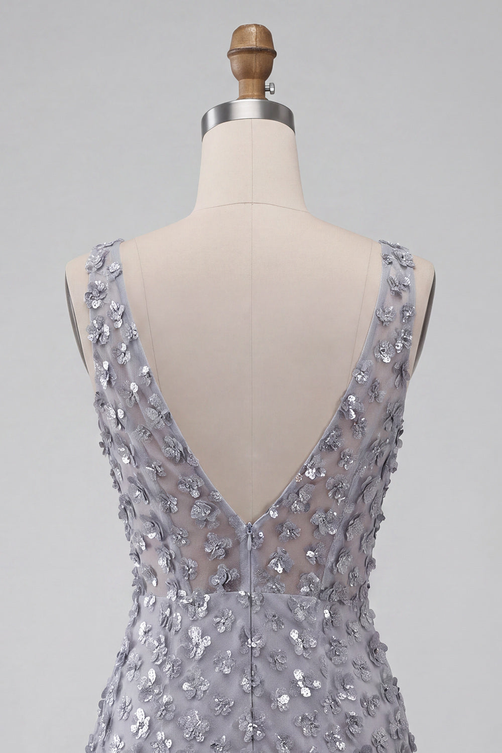 Floral Dusty Lavender Sparkly Tight Short Sequin Homecoming Dress with Feather