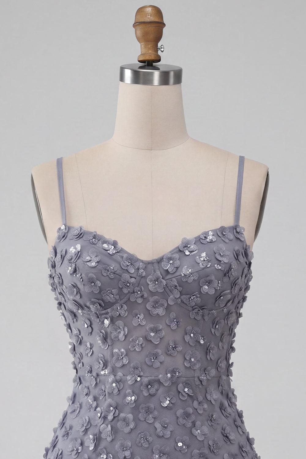 Floral Dusty Lavender Sequin Sparkly Tight Short Homecoming Dress with Ruffles
