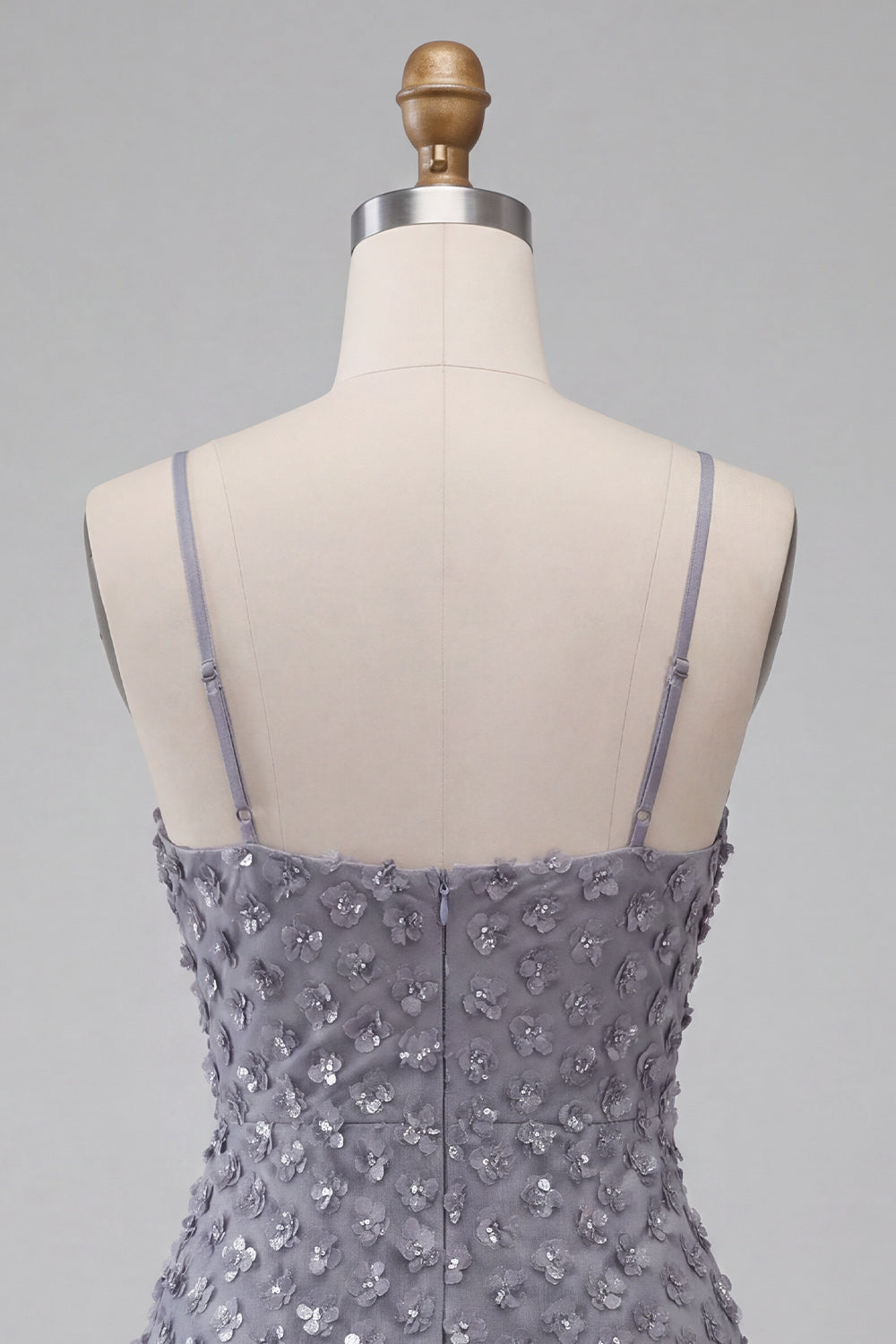 Floral Dusty Lavender Sequin Sparkly Tight Short Homecoming Dress with Ruffles