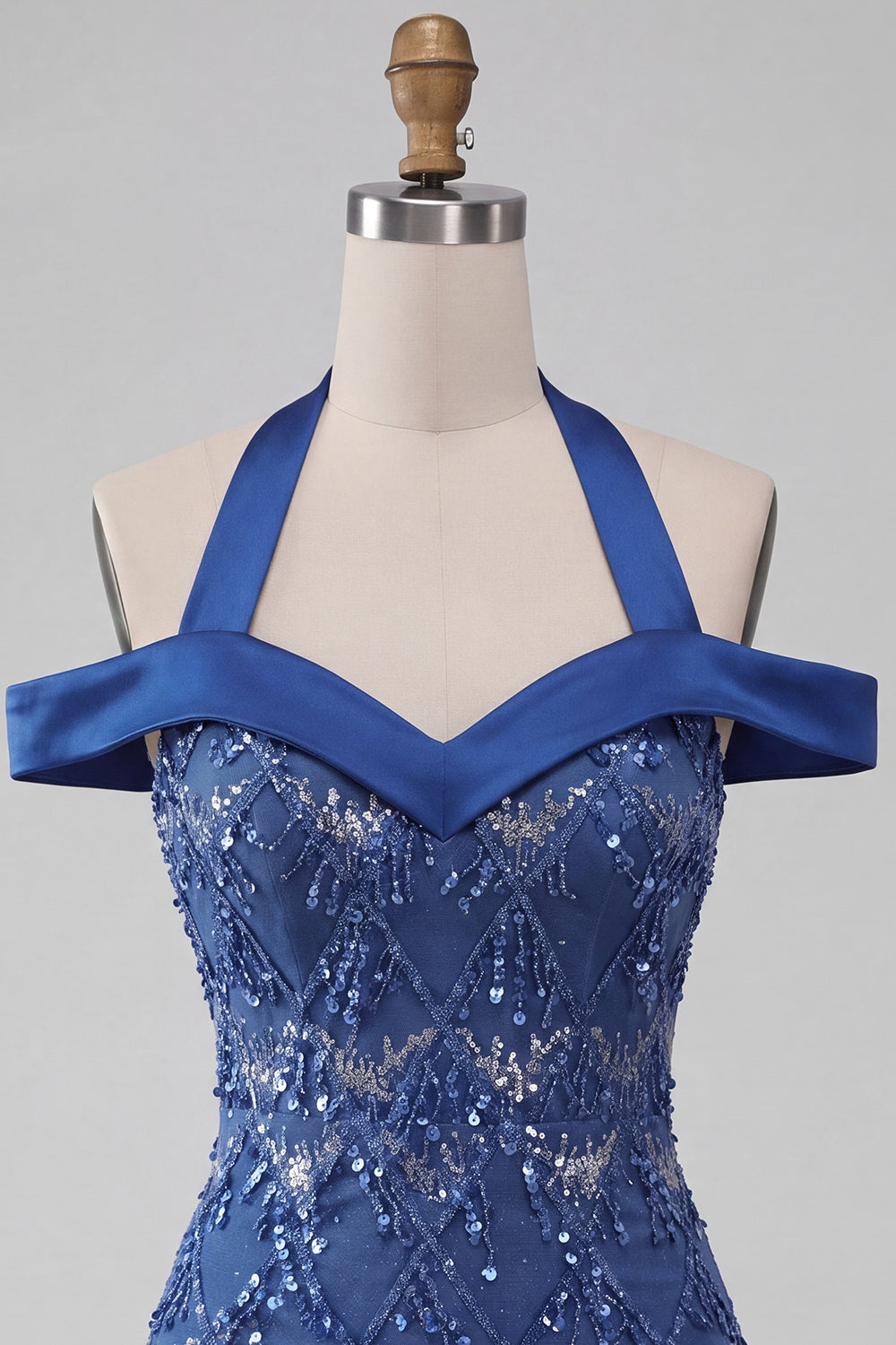 Sparkly Royal Blue Cold Shoulder Tight Short Sequin Homecoming Dress
