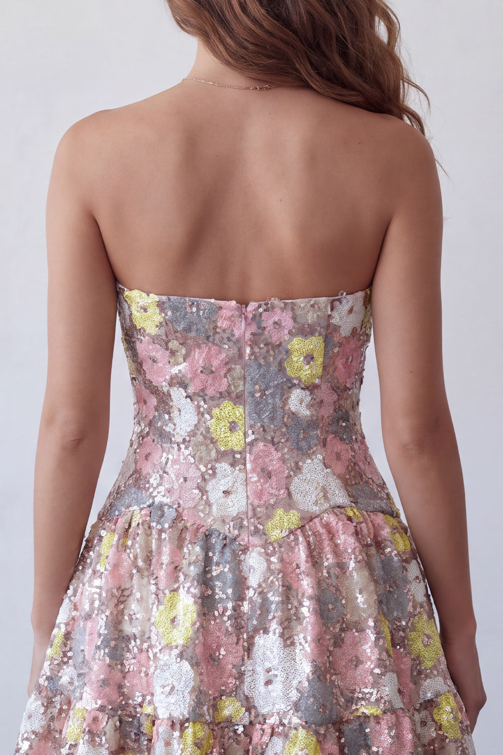 Sparkly Pink Floral Sequin A-Line Sweetheart Short Homecoming Dress