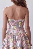 Sparkly Pink Floral Sequin A-Line Sweetheart Short Homecoming Dress