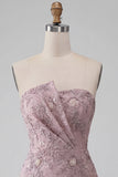 Fog Lace Floral Sparkly Strapless Tight Short Beaded Homecoming Dress