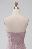 Fog Lace Floral Sparkly Strapless Tight Short Beaded Homecoming Dress