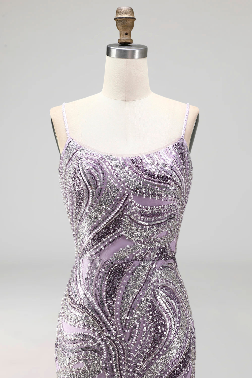 Sparkly Lilac Beaded Short Tight Homecoming Dress