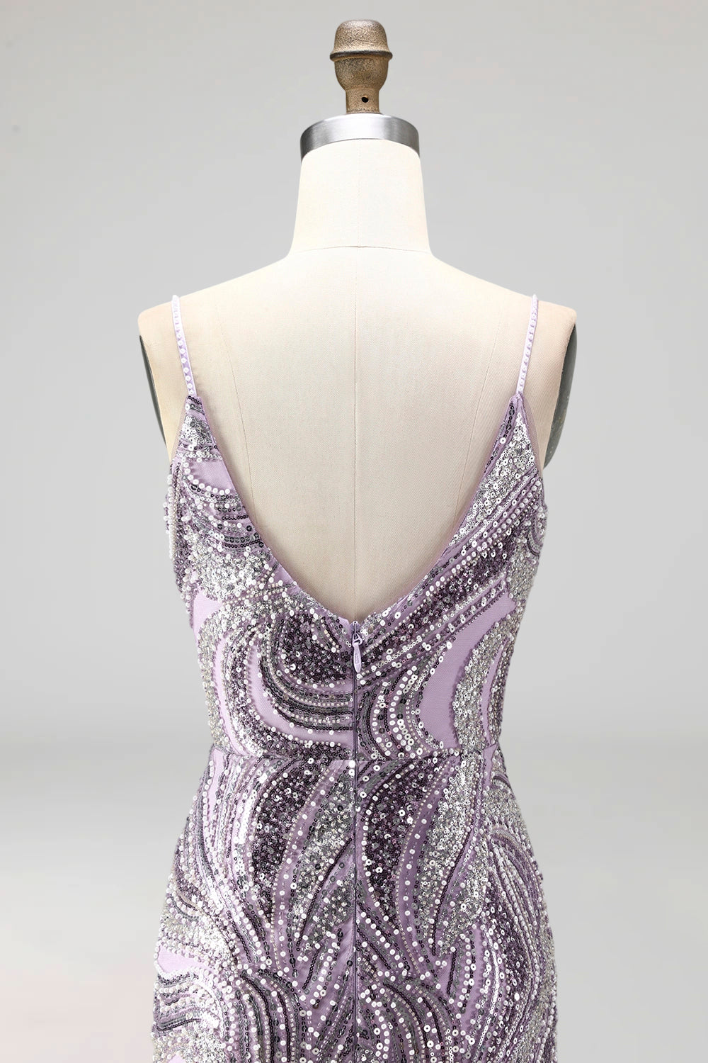 Sparkly Lilac Beaded Short Tight Homecoming Dress