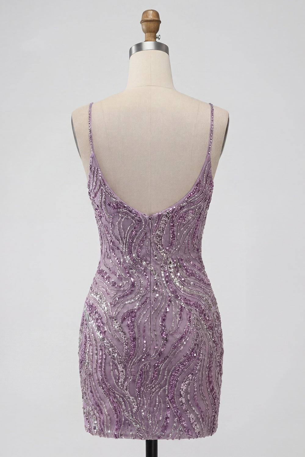 Sparkly Lilac Beaded Short Tight Homecoming Dress