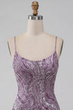 Sparkly Lilac Beaded Short Tight Homecoming Dress