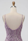 Sparkly Lilac Beaded Short Tight Homecoming Dress