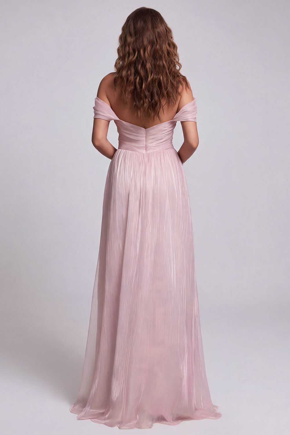 Pink Off the Shoulder Mermaid Long Ruffled Formal Dress