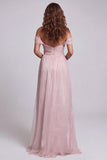 Pink Off the Shoulder Mermaid Long Ruffled Formal Dress