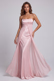 Light Pink Satin Mermaid Long Formal Dress with Cape
