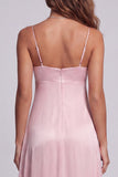 Light Pink Satin Mermaid Long Formal Dress with Cape