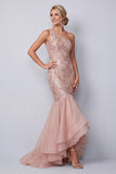 Pink Mermaid One Shoulder Tiered Sequins Long Mother of the Bride Dress