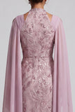 Fog A Line Floral Beaded Midi Mother of the Bride Dress with Pockets