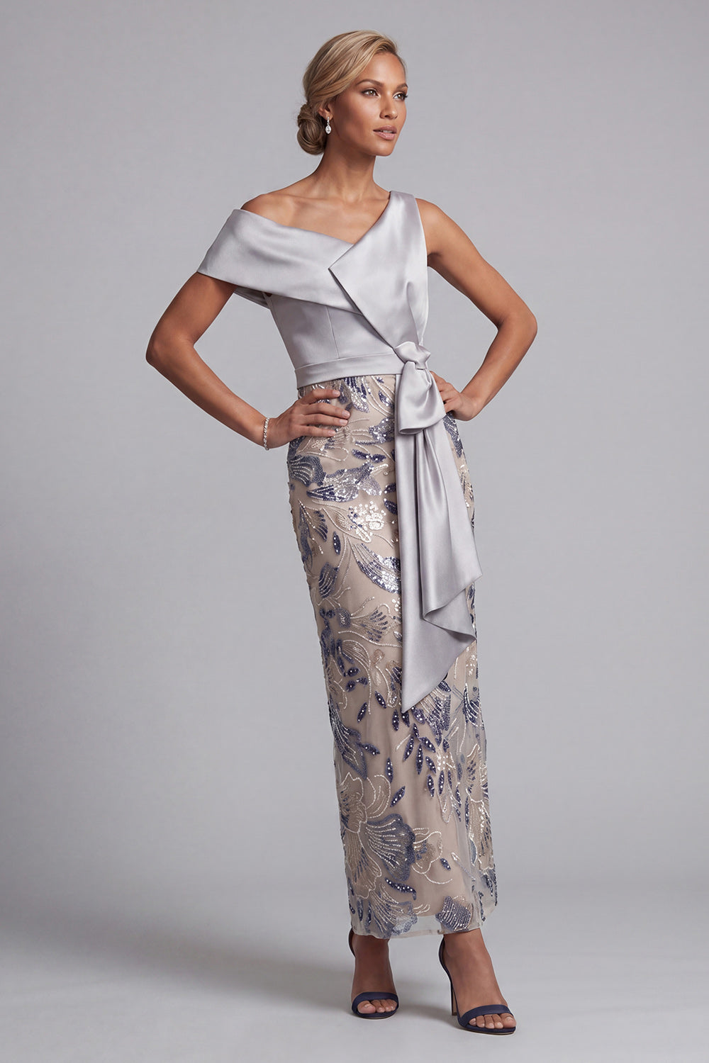beaded mother of bride dresses Ivonne D ID802 - Long Embroidered Tulle, Beads, Sequin, Tulle, Allover Lace & Stretch Lining Mermaid Dress including a flowing floor Scoop Half Sleeves Beaded Sleek