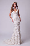 Ivory Corset Floral Mermaid Sequin Sparkly Long Pageant Dress