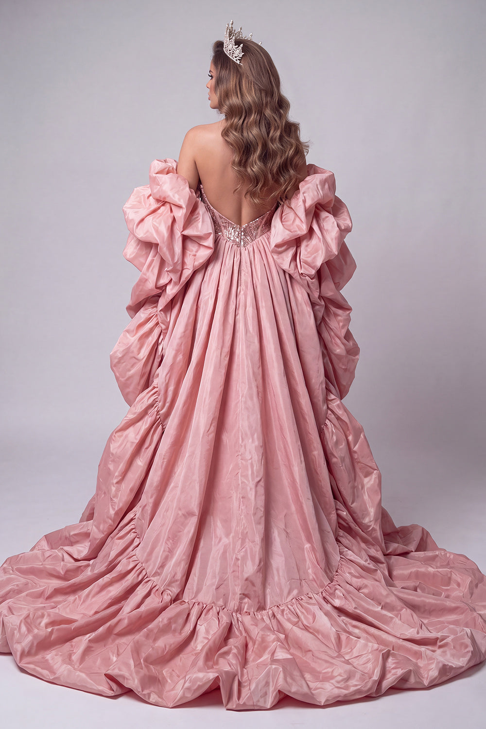 Pink Corset Mermaid Sparkly Sequin Long Pageant Dress with Cape