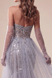 Floral Dusty Blue Mermaid Sparkly Sequin Long Pageant Dress with Cape