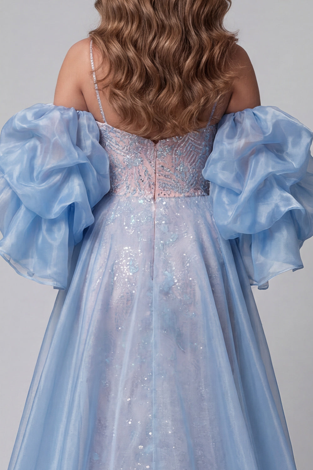 Blue and Pink Floral Sparkly Mermaid Long Pageant Dress with Cape