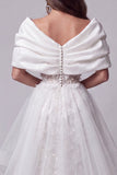 White Sequin Floral Sparkly Long Mermaid Pageant Dress with Cape
