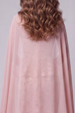 Blush Floral Sequin Mermaid Sparkly Long Pageant Dress with Cape