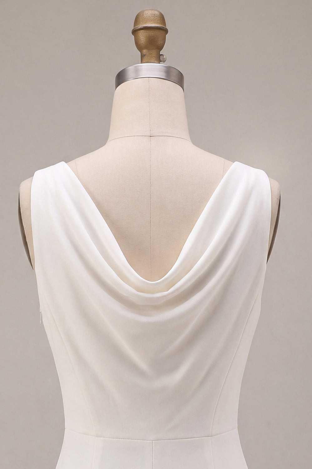 Simple White Satin Sheath Cowl Neck Maxi Engagement Dress