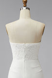 White Lace Strapless Ruched Tight Short Corset Graduation Dress