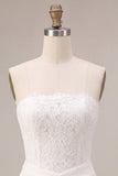 White Lace Strapless Ruched Tight Short Corset Graduation Dress