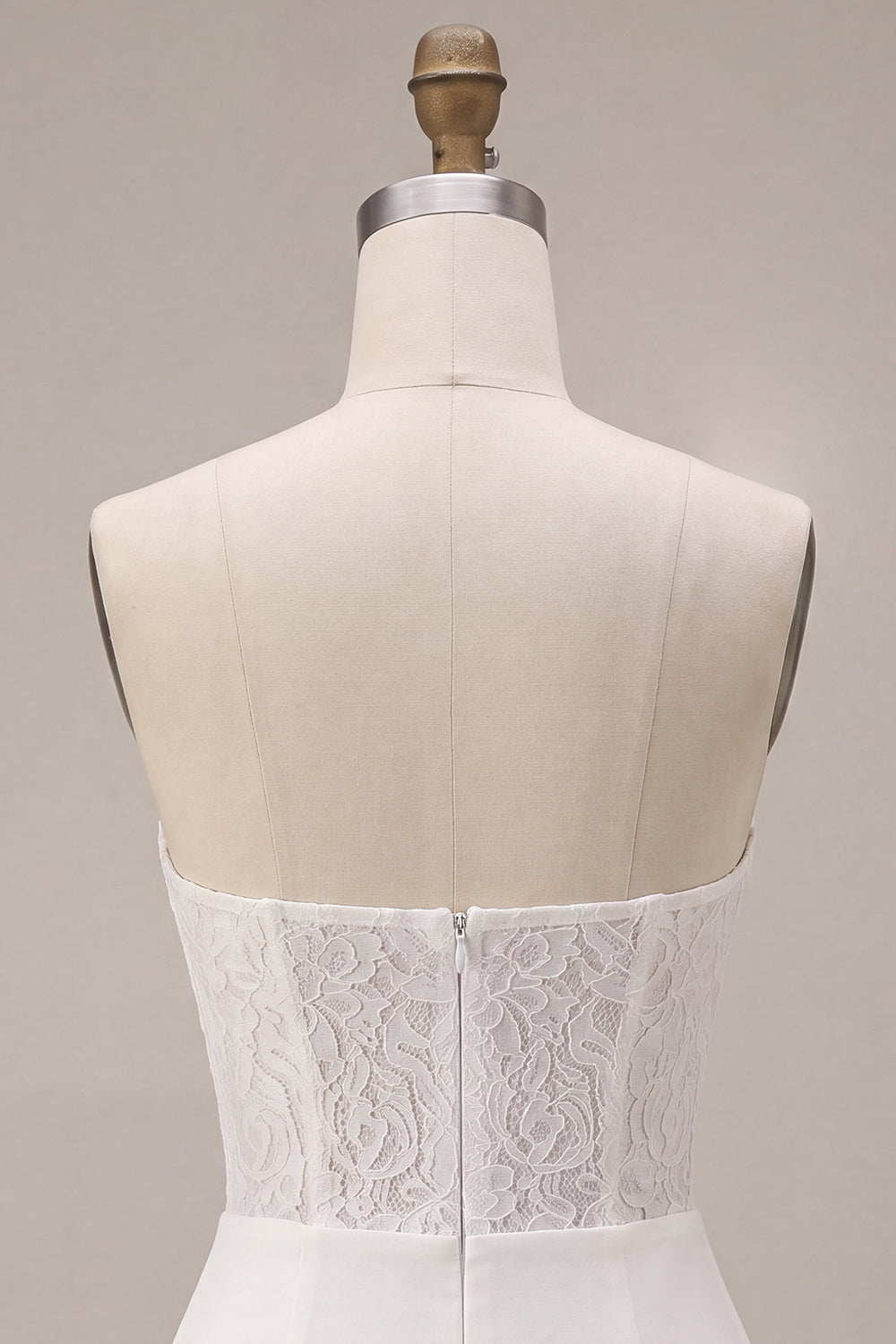 White Lace Strapless Ruched Tight Short Corset Graduation Dress