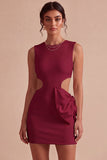 White Cut Out Tight Round Neck Short Graduation Dress with Bow