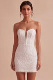 White Lace Floral Tight Sweetheart Short Corset Graduation Dress