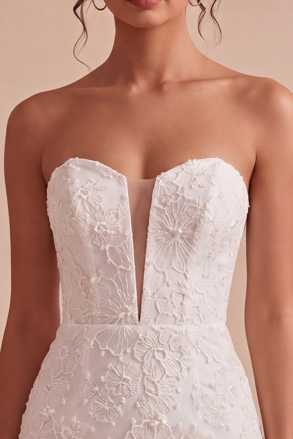 White Lace Floral Tight Sweetheart Short Corset Graduation Dress