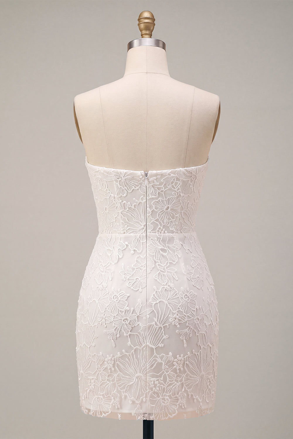White Lace Floral Tight Sweetheart Short Corset Graduation Dress