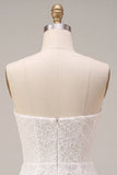 White Lace Floral Tight Sweetheart Short Corset Graduation Dress