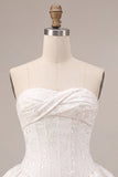 White Floral Strapless A Line Ruffled Mini Corset Graduation Dress
