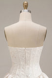 White Floral Strapless A Line Ruffled Mini Corset Graduation Dress