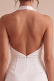 Black Tight Halter Cowl Neck Short Graduation Dress with Sash