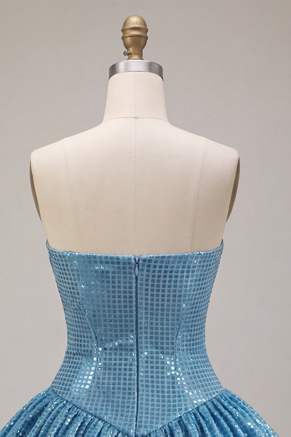 Blue A Line Strapless Sparkly Bubble Short Homecoming Dress
