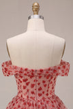Red Corset A Line Sequins Sparkly Short Homecoming Dress with Ruffles