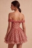 Red Corset A Line Sequins Sparkly Short Homecoming Dress with Ruffles